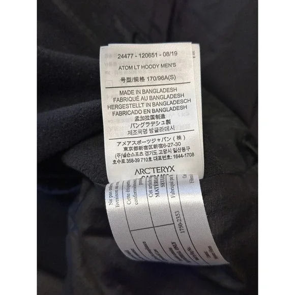 Arcteryx Atom LT Hoody Mens Small Black Insulated Jacket - Picture 9 of 9